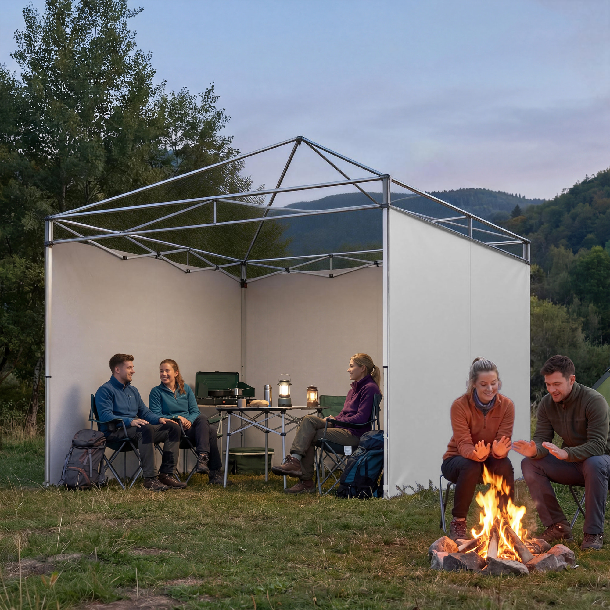 3 Paredes Laterales para Carpas de 3x3 m, Paredes Laterales de Repuesto para Cenador de Tela Oxford 210D con Cremallera, para Fiestas, 300x200 cm, Blanco