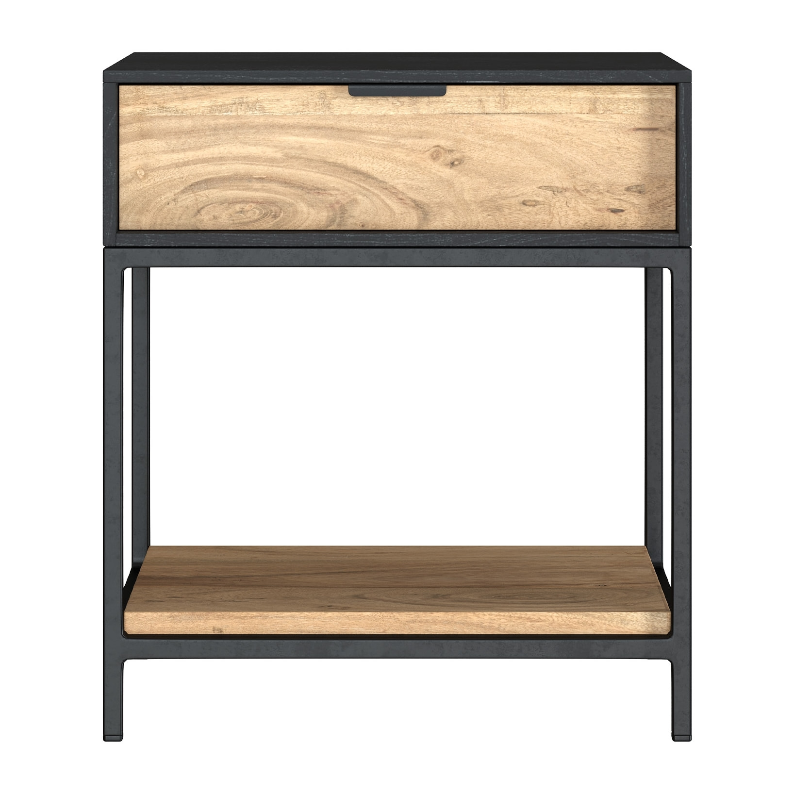 Table de chevet en bois et métal noir 1 tiroir - Jakson