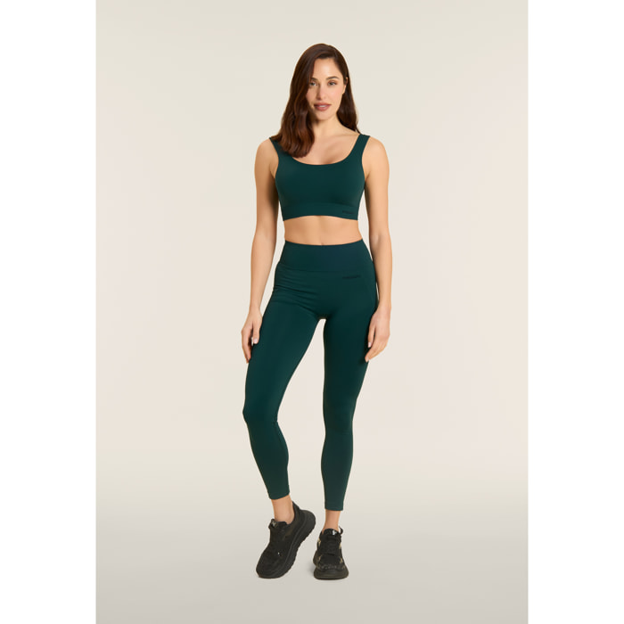 Leggings Seamless 7/8 con Vita Alta e Inserti in Costina