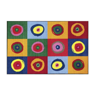 tapis entrée 50x75 tissé multicolore rectangle motif rond SERGETE