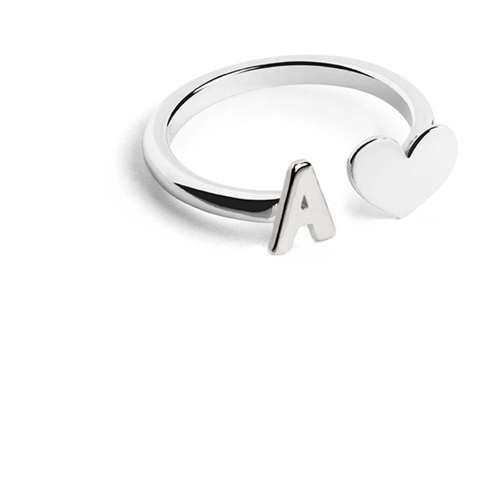 Anillo Personalizado Letter Heart Plata