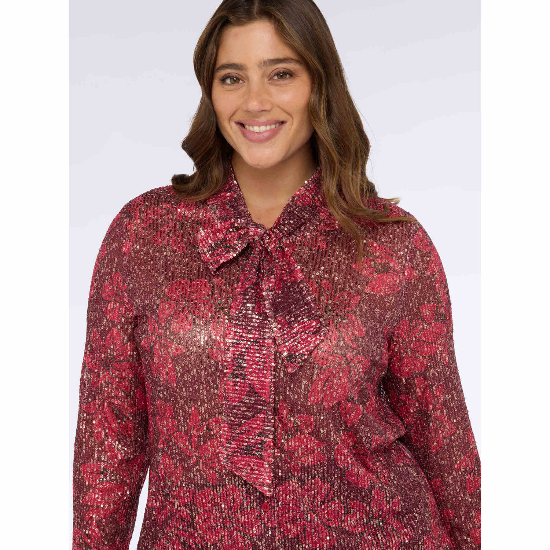 Fiorella Rubino - Camisa de tul con lentejuelas - Burgundy
