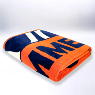Serviette de plage XL éponge velours Jacquard Orange 140x180 400g/m² - Zamani