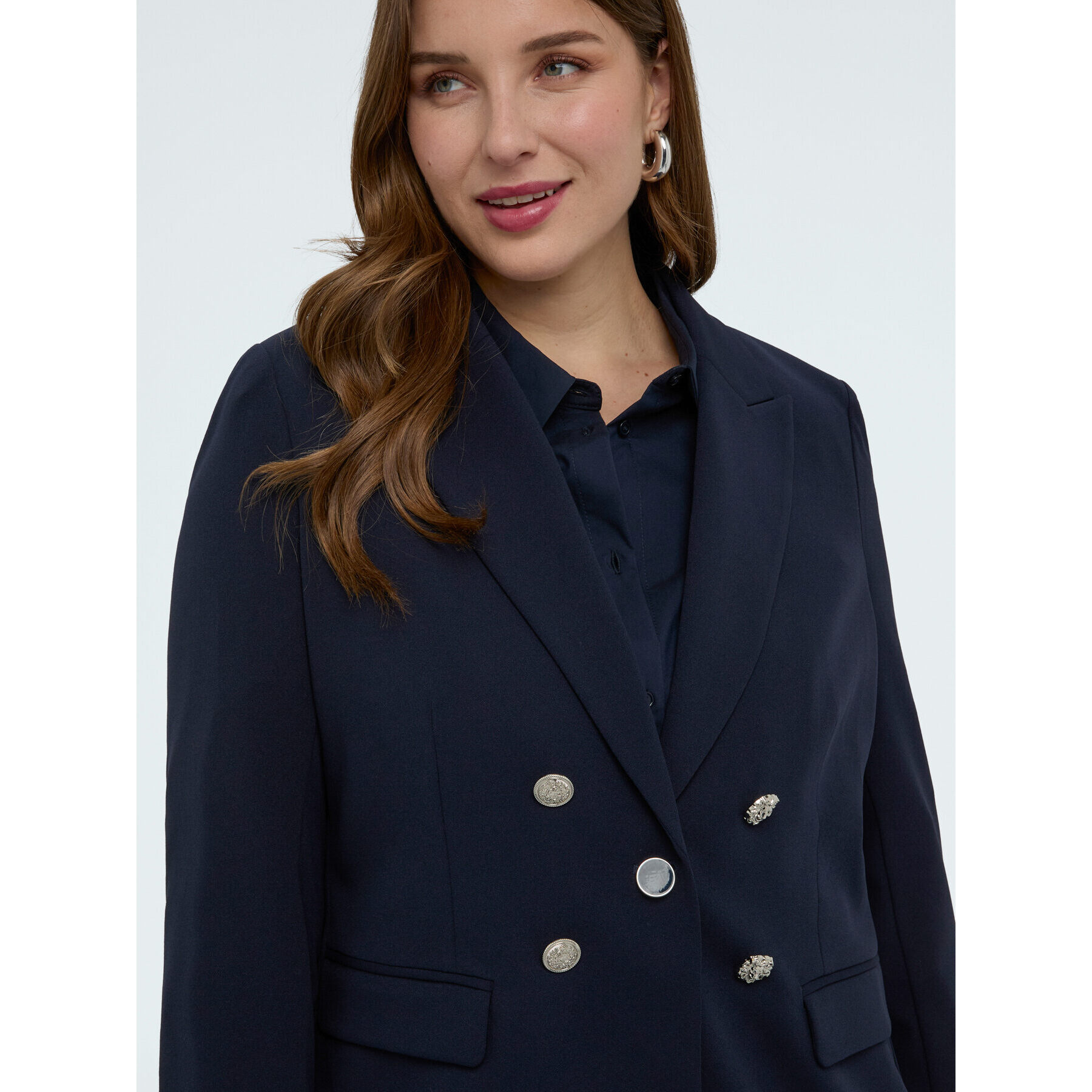 Fiorella Rubino - Blazer effetto doppiopetto in tessuto stretch - Blu