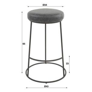 Tabouret de bar gris RALF