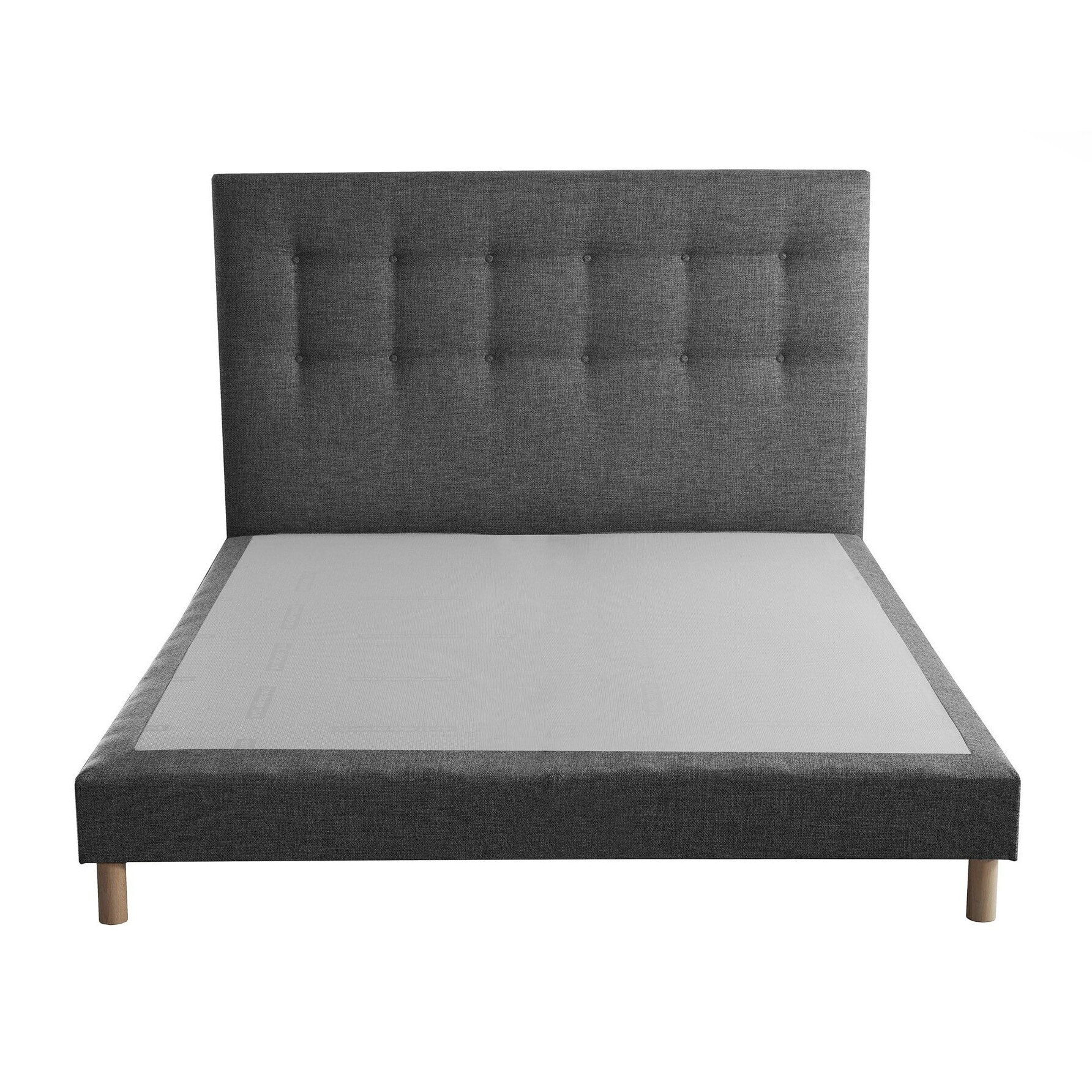 Ensemble sommier tapissier, SYMBIOSE, tête de lit capitonnée - gris éléphant