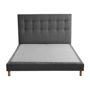 Ensemble sommier tapissier, SYMBIOSE, tête de lit capitonnée - gris éléphant