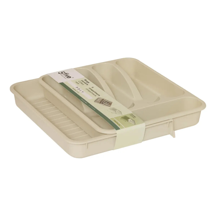 Range-couverts Poly extensible 6 compartiments beige
