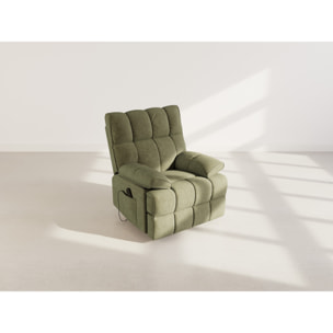 Chandler - Fauteuil relax électrique en velours texturé - Vert