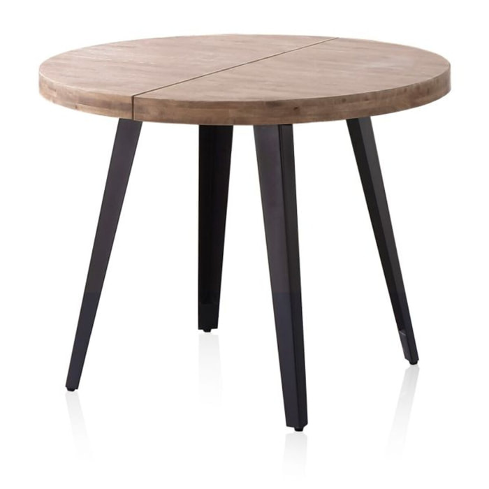 Mesa redonda extensible Berg 120 Roble Honey - Negro