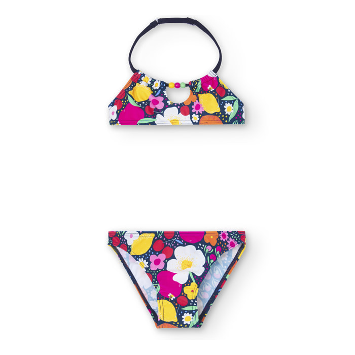 Bikini para niña estampada con frutas de color fucsia, Bañ