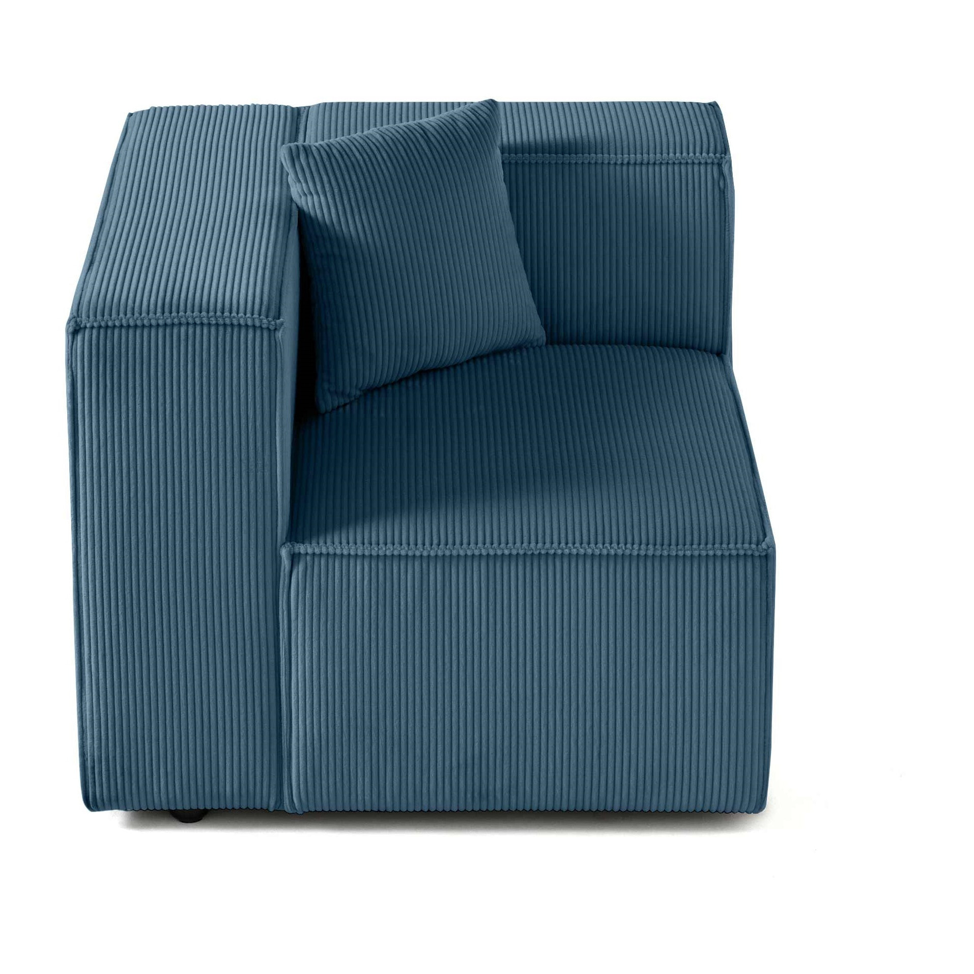 Arty - module d'assise gauche - en velours côtelé - Bleu