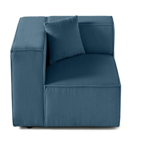 Arty - module d'assise gauche - en velours côtelé - Bleu