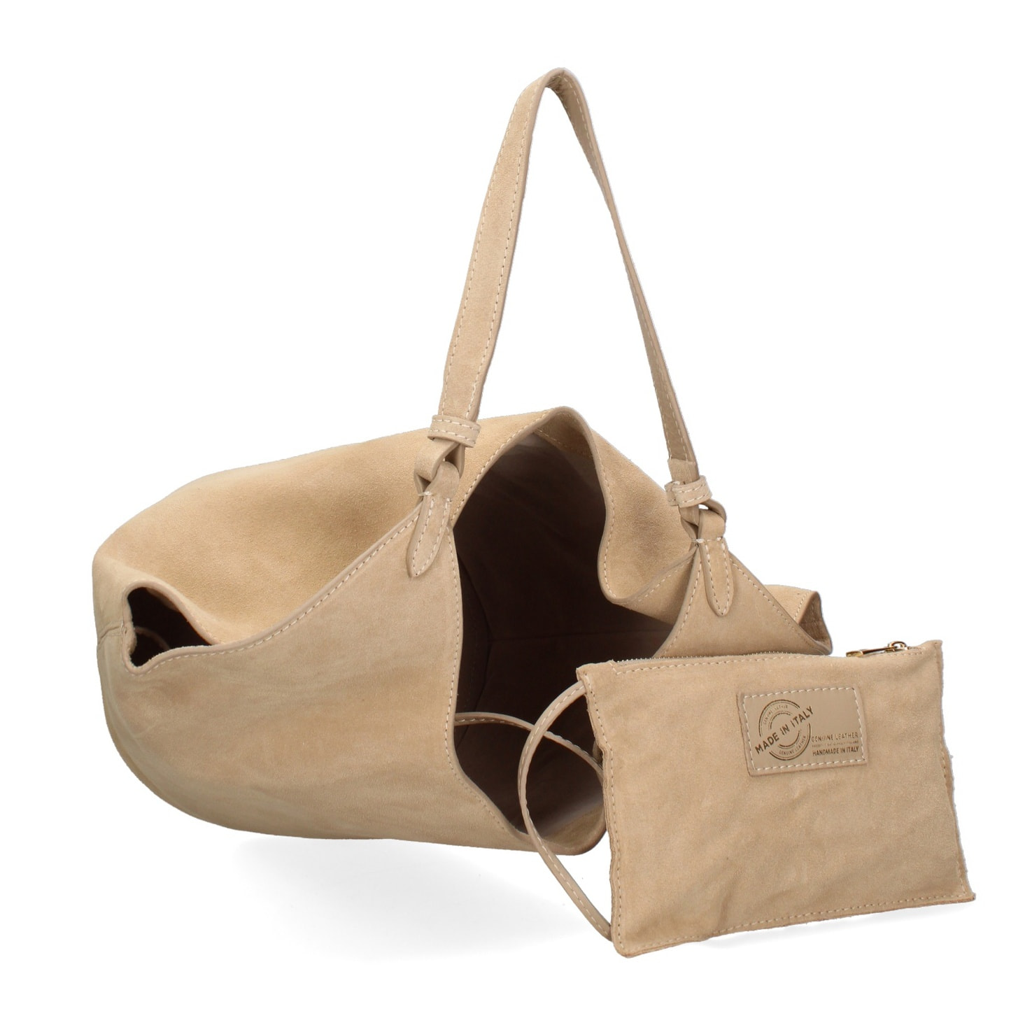 Borsa a spalla da donna - Modello Lisboa - Pelle Scamosciata - 27.0 x 38.0 x 21.5 cm