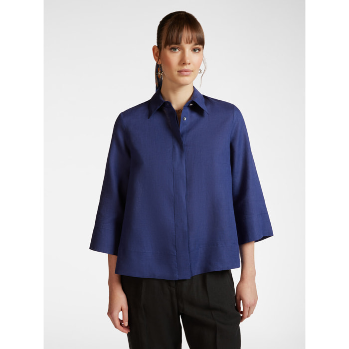 Elena Mirò - Camisa holgada de lino - Azul