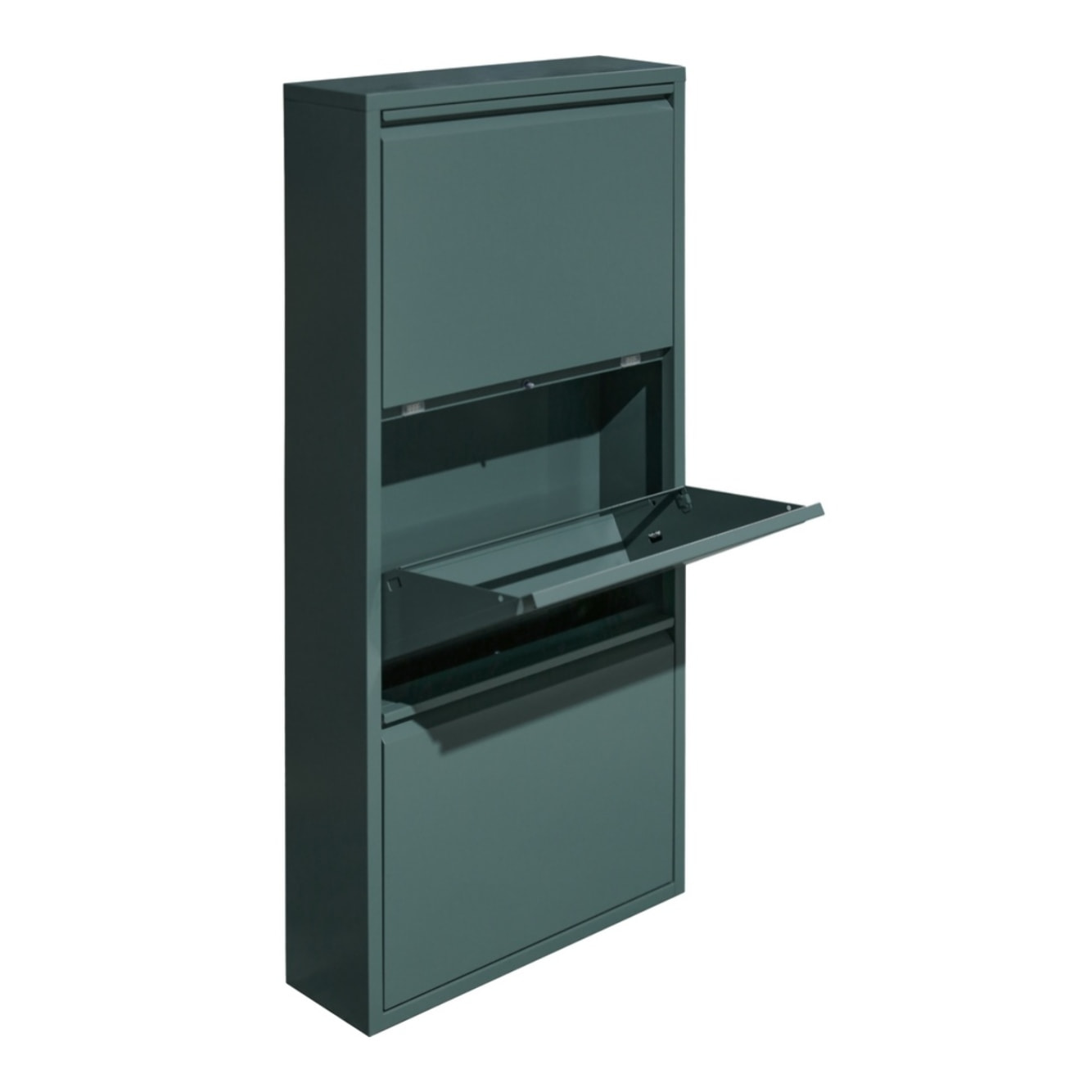 Scarpiera 3 ante salvaspazio in metallo verde - Emy