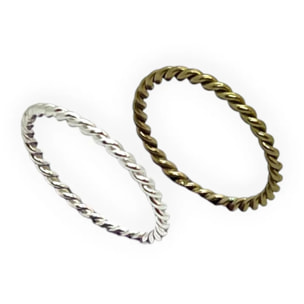 Pack anillos Latón rizado mix plata-oro T-13