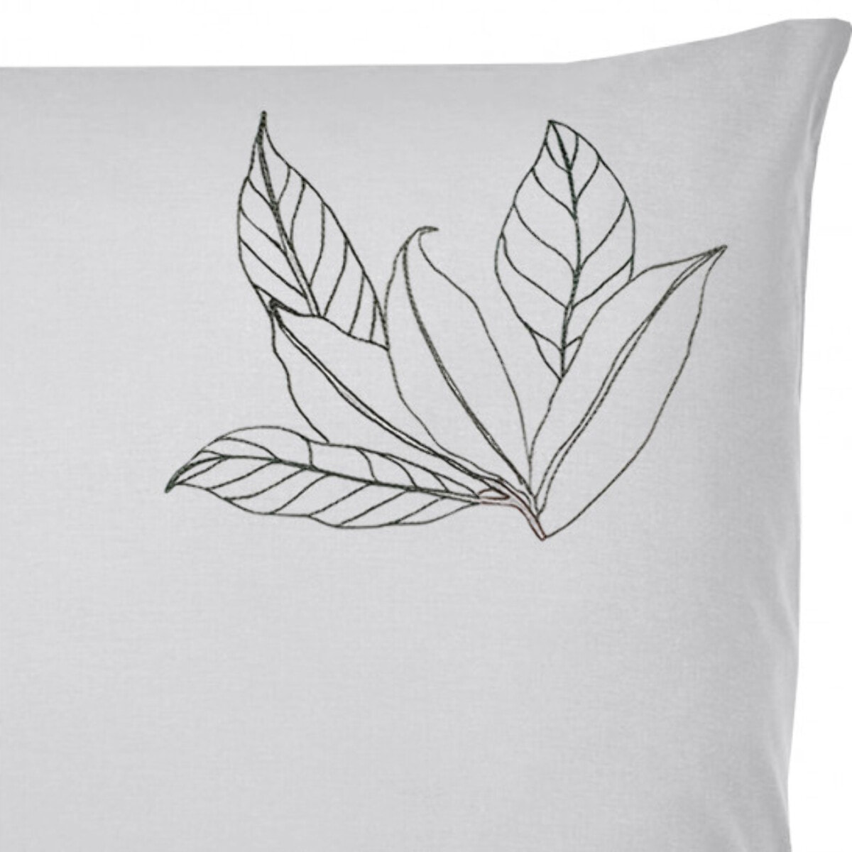Lot de 2 taies d'oreiller gris/vert et broderie 65x65 cm - ANGELE 009