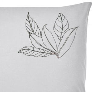 Lot de 2 taies d'oreiller gris/vert et broderie 65x65 cm - ANGELE 009