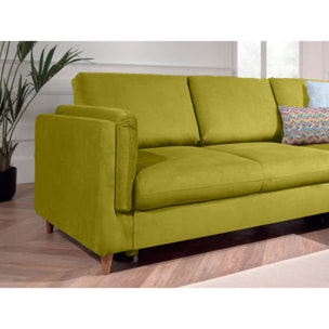 Brooke - canapé d'angle droit - convertible - 5 places - en velours - Vert Olive