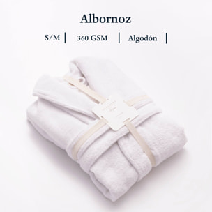 Albornoz 100%algodón 360gsm blanco con ribetes blancos scalpers home