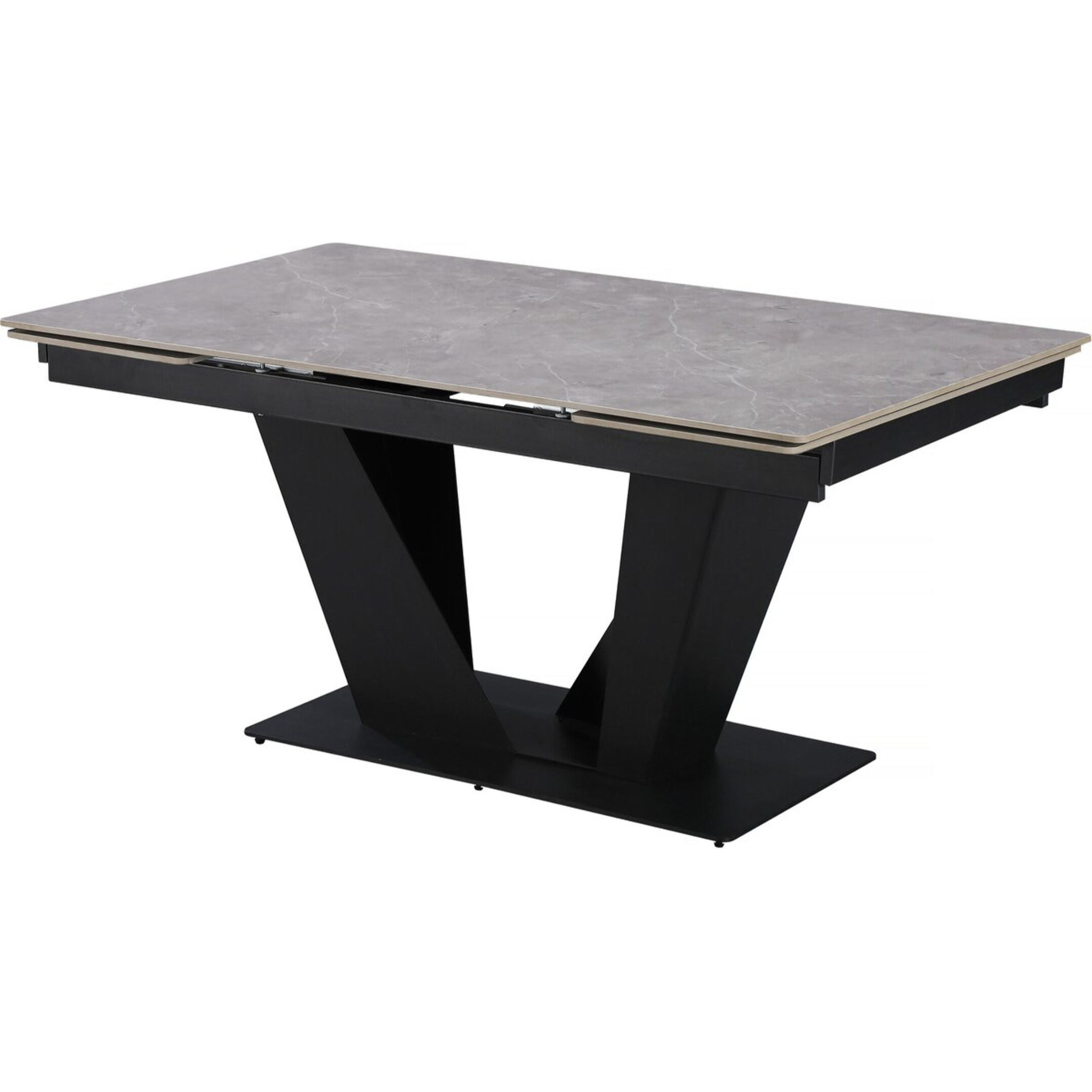 Table à manger extensible en céramique - 160/240 cm - 6 à 10 personnes "Nova" - Gris marbré