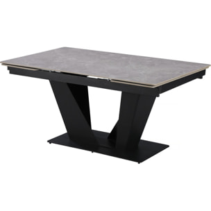 Table à manger extensible en céramique - 160/240 cm - 6 à 10 personnes "Nova" - Gris marbré