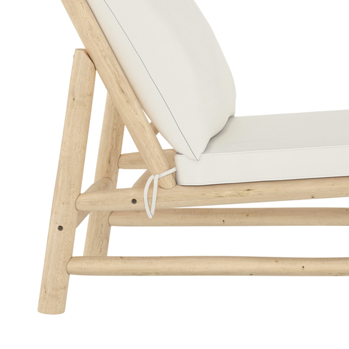 Transat en branche de teck et matelas blanc cassé - Makam