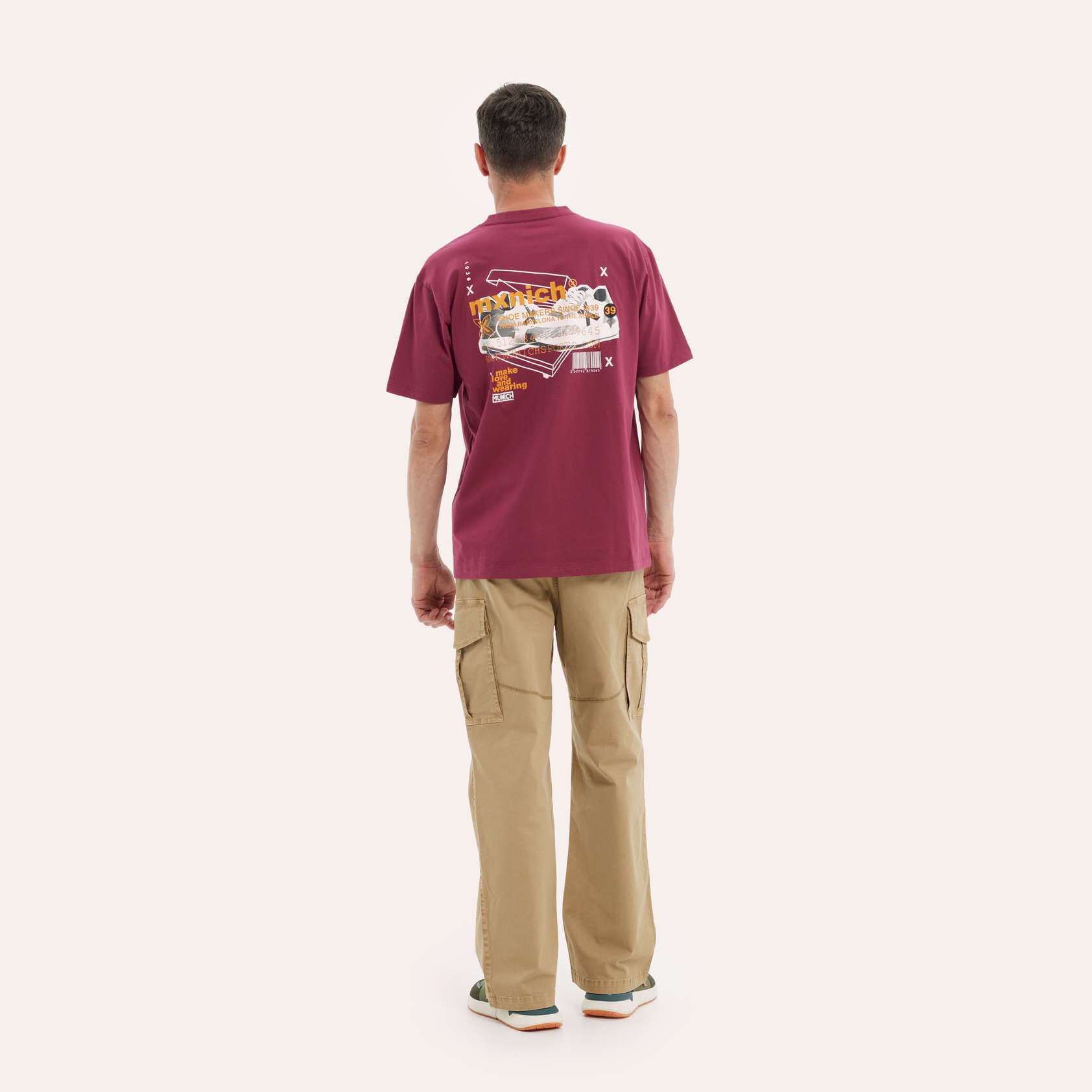 Camiseta MUNICH oversize streetwear de algodón orgánico burdeos