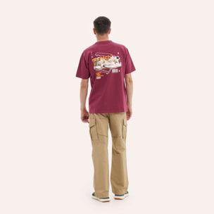 Camiseta MUNICH oversize streetwear de algodón orgánico burdeos
