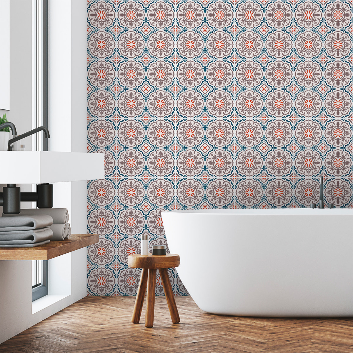 Stickers muraux - Sticker Mural Carrelage adhésif Cuisine Salle de Bain - 60 STICKERS CARRELAGES AZULEJOS CATIA