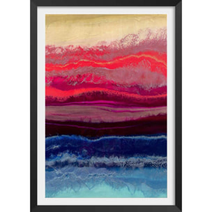 Poster red blue contrast Affiche + cadre en bois - Noir