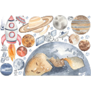 Sticker mural - Ambiance Sticker - PLANÈTE TERRE DANS L'ESPACE - 80x120cm