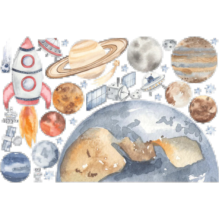 Sticker mural - Ambiance Sticker - PLANÈTE TERRE DANS L'ESPACE - 80x120cm
