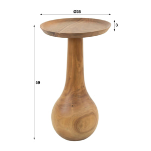 Bout de canapé rond forme organique en bois d'acacia massif MELBOURNE