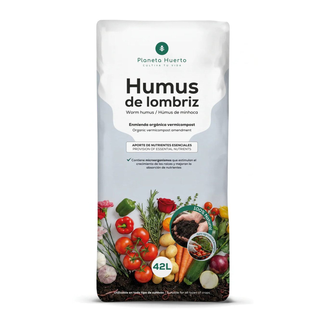 Humus de Lombriz 100% Natural Planeta Huerto 42 L