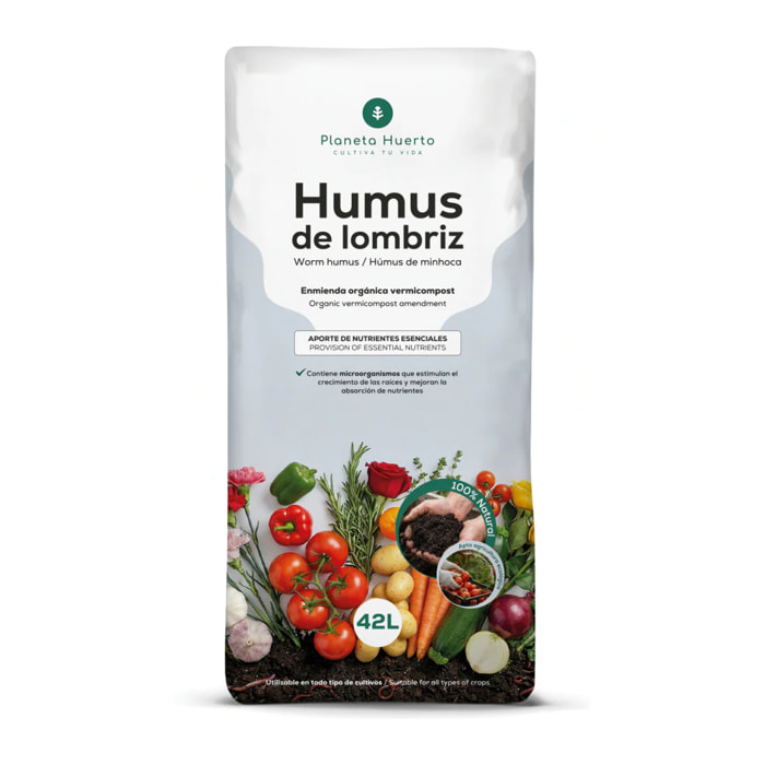 Humus de Lombriz 100% Natural Planeta Huerto 42 L
