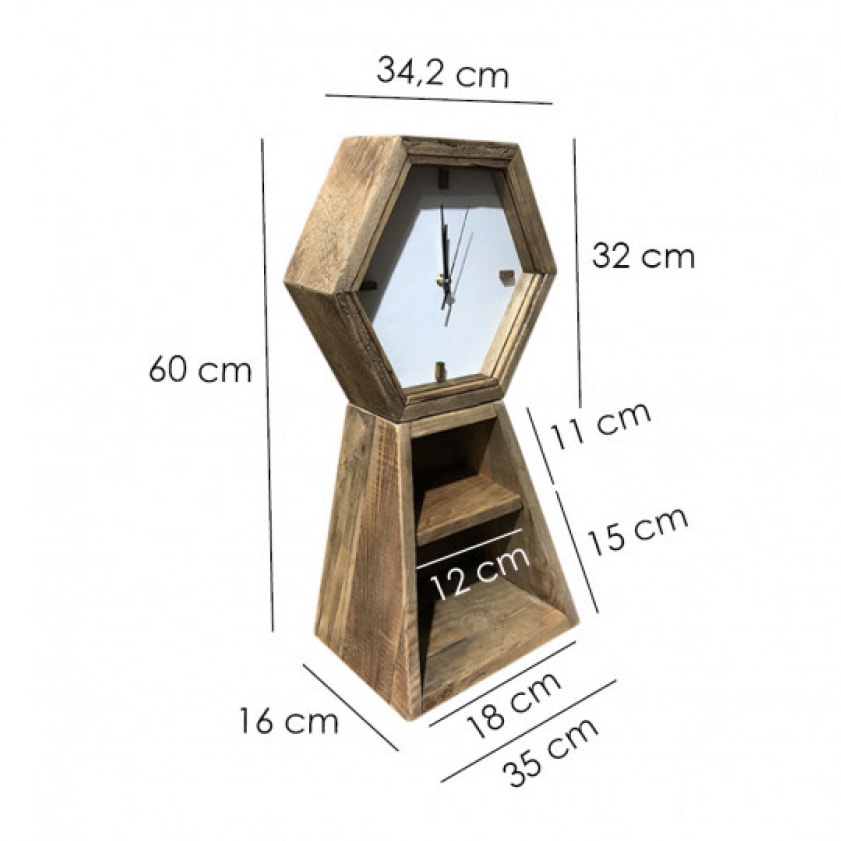 Horloge en bois sur support à 2 niches - ORIGIN