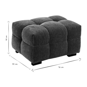 Pouf repose-pieds design en tissu effet velours vert kaki CORTO