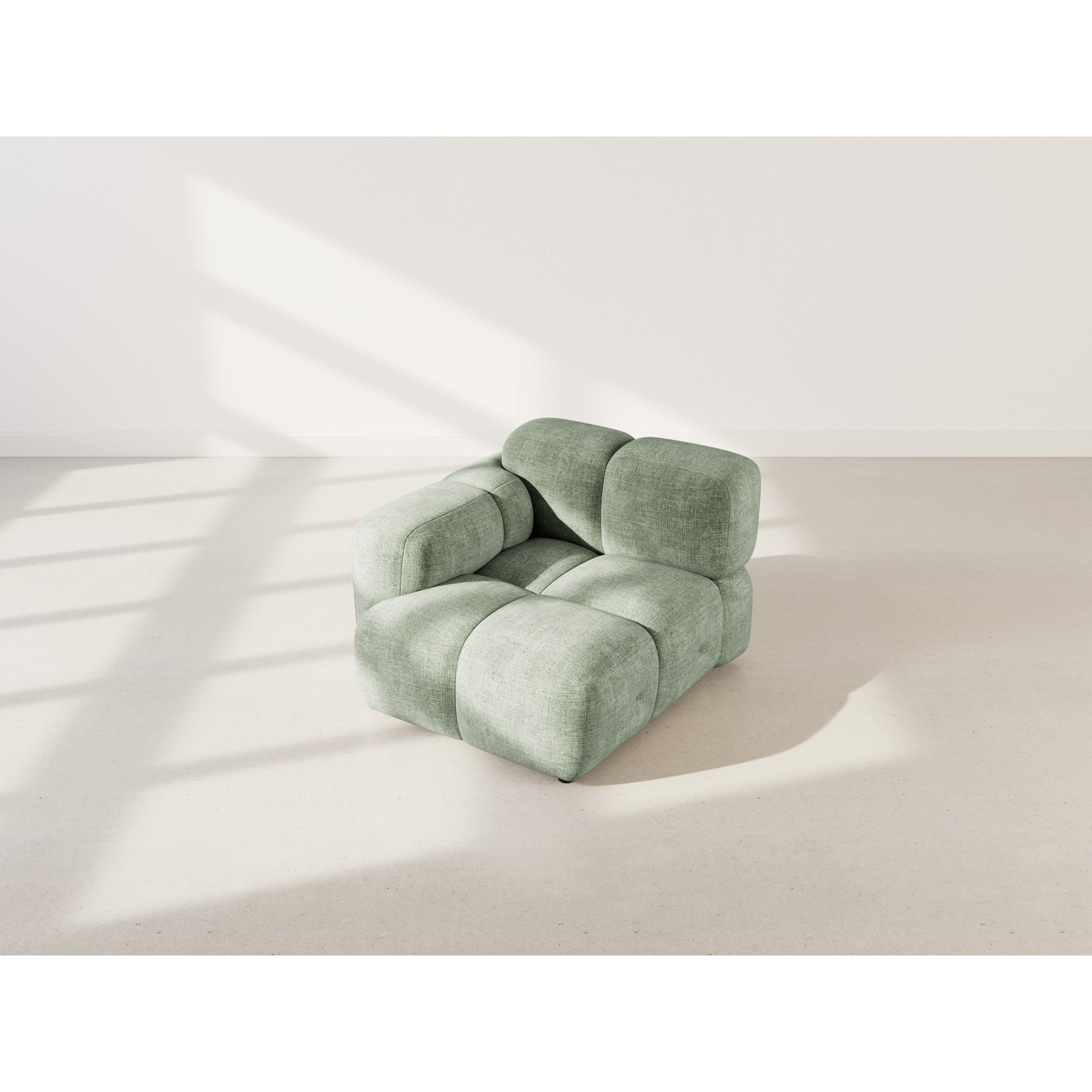 Grace - module d'assise gauche en velours texturé - Vert sauge