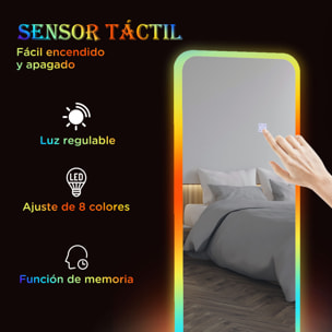 Espejo de Cuerpo Entero con Luces LED 120x40 cm Espejo Rectangular de Pared Ajustable con Iluminación de 7 Colores RGB y Función de Memoria para Dormitorio Vestidor