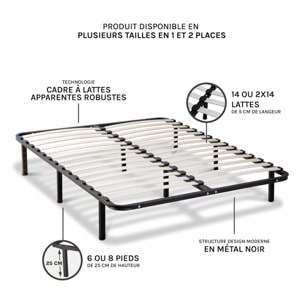 Sommier Cadre a Lattes en Kit | Structure Metallique Noire