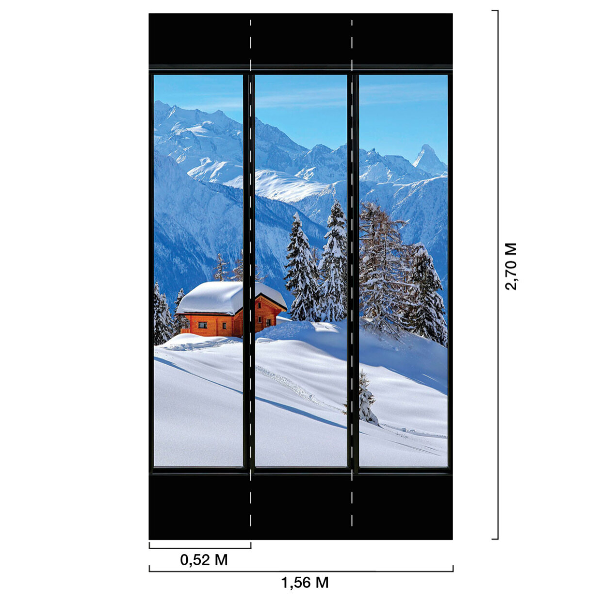 Papier peint, fenêtre sur neige Intissé