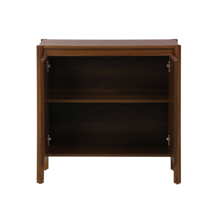 Buffet décor bois 2 portes noyer - 80 x 42 x 78.5 cm - Harmony