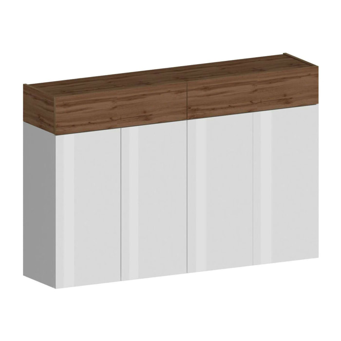 Scarpiera Are, Porta scarpe salvaspazio a 6 ante, Armadio multifunzione da ingresso, 154x38h100 cm, Bianco e Rovere