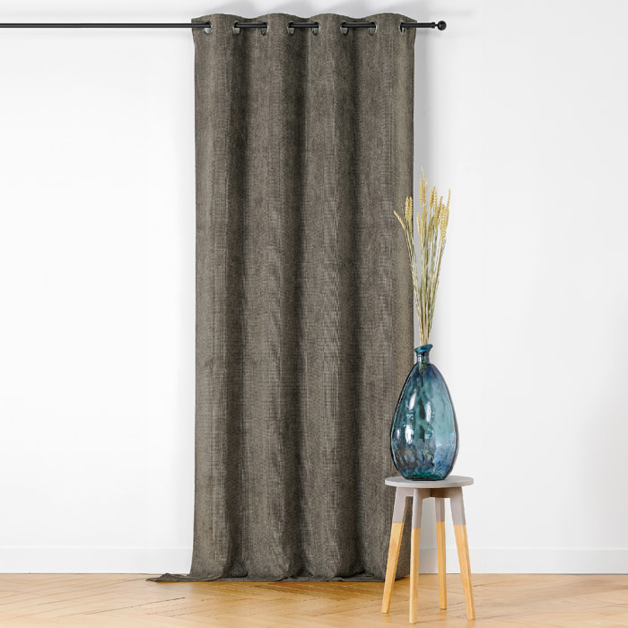 Rideau velours plat à oeillets - Gris anthracite