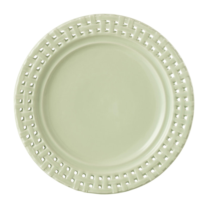 J-Line assiette Ronde - céramique - vert - 4 pièces