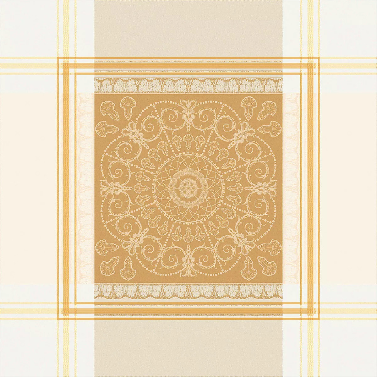 Serviette coton mélangé motif jacquard or Galerie royale reflets d or