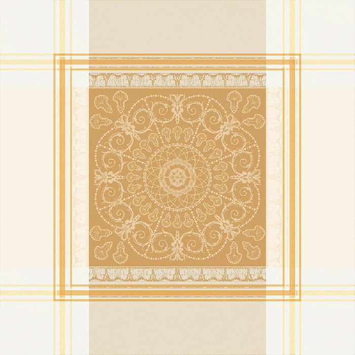 Serviette coton mélangé motif jacquard or Galerie royale reflets d or