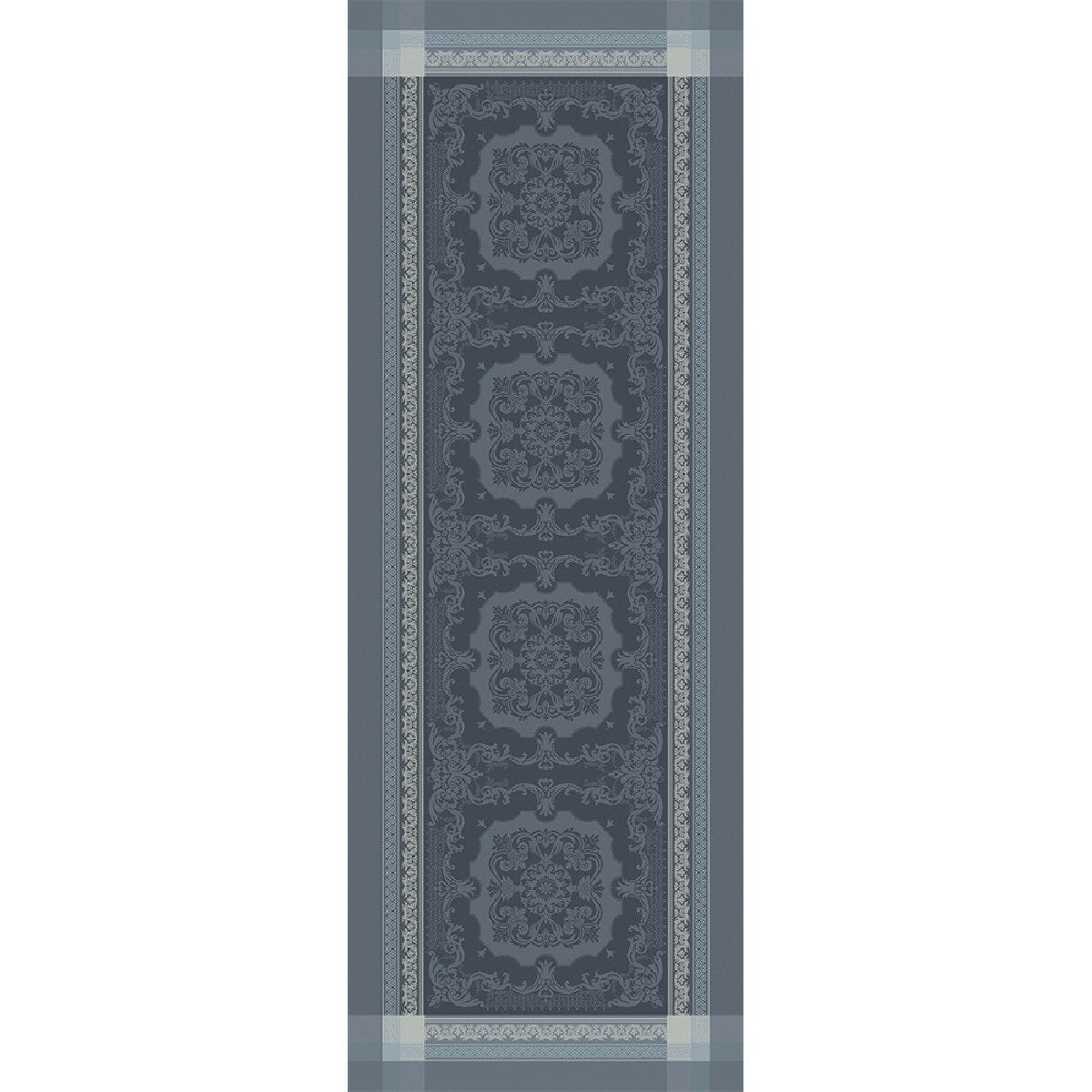 Chemin de table pur coton anti tache motif jacquard Fontainebleau gris